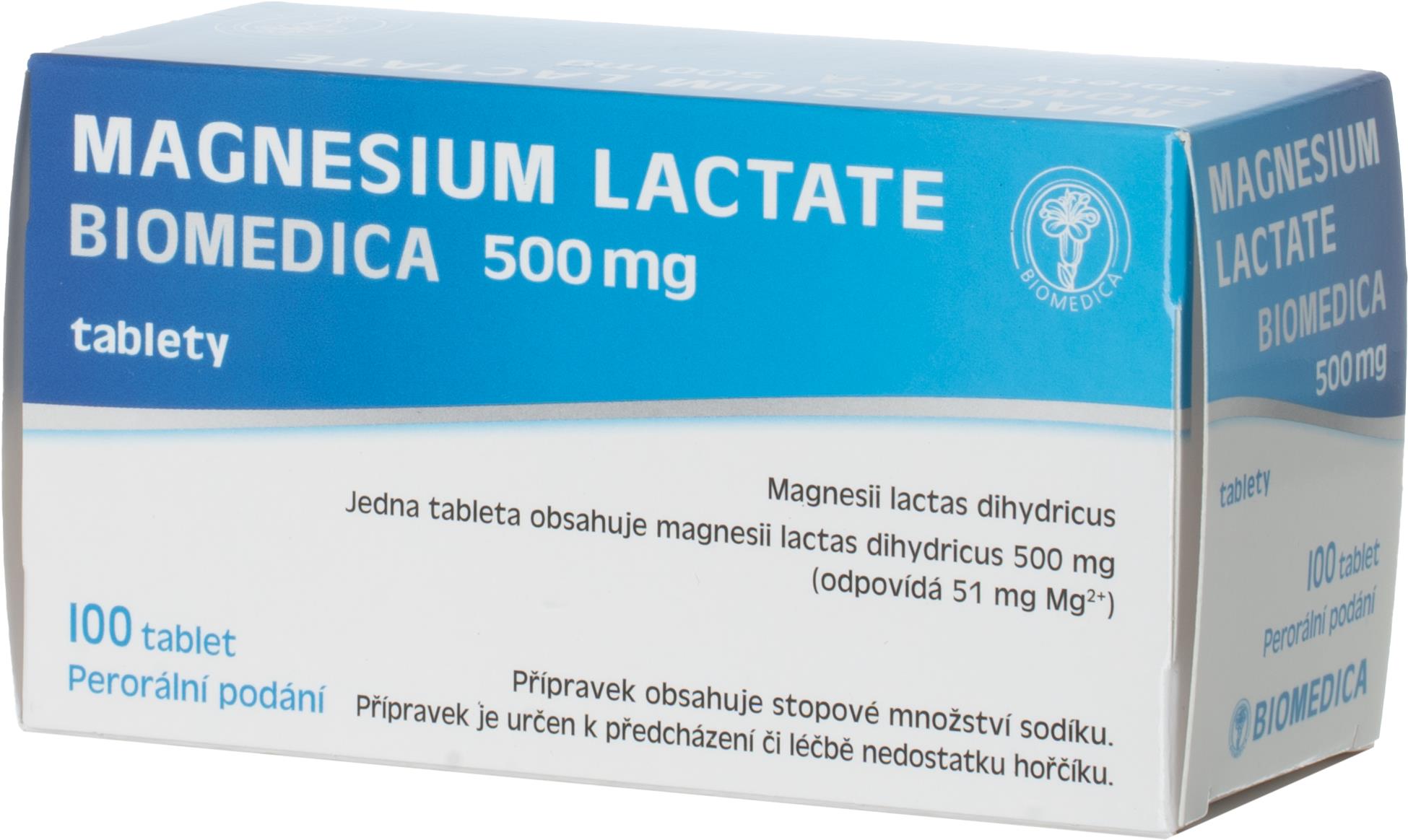 Magnesium lactate Biomedica 500 mg 100 tablet