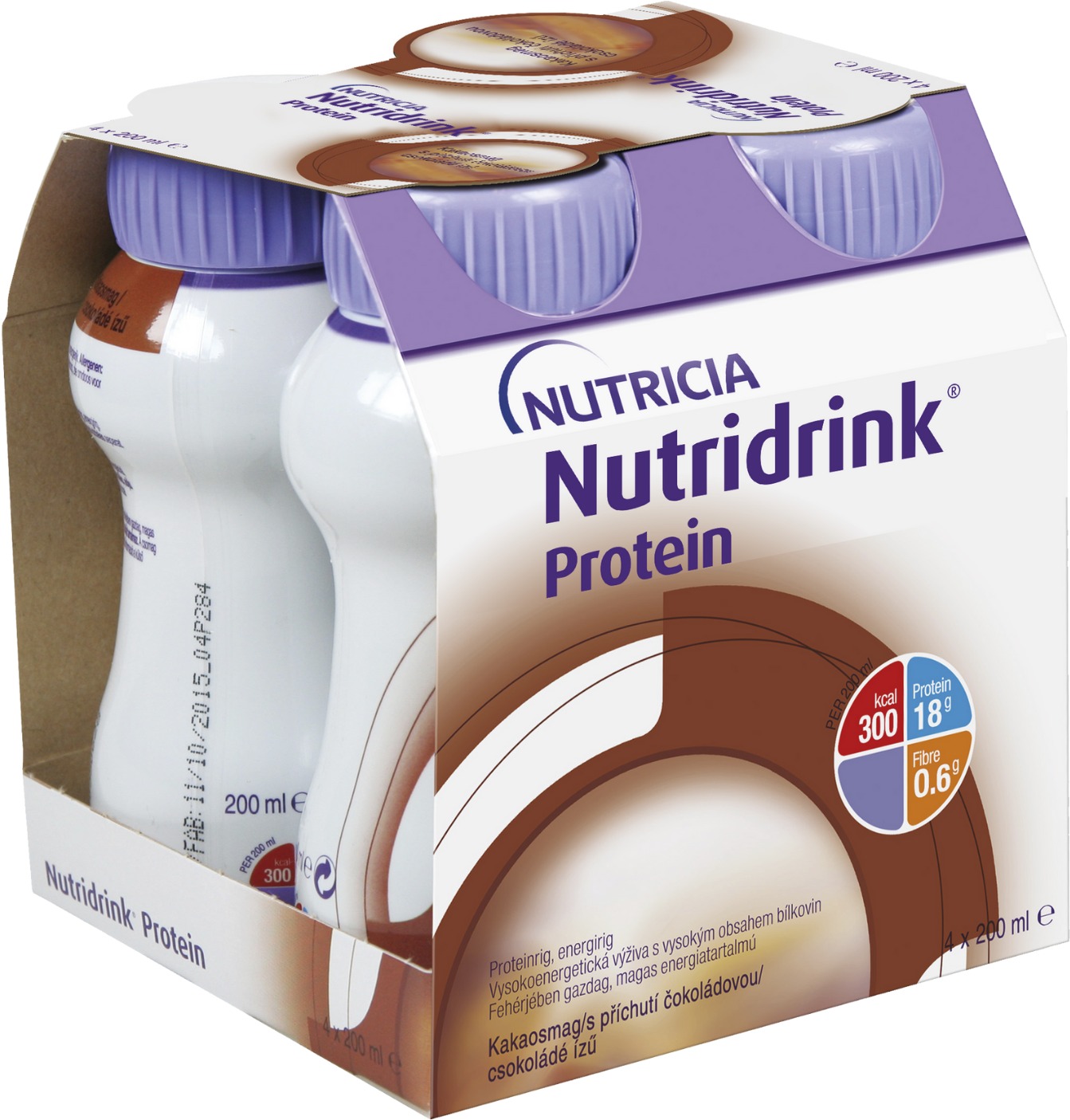 Nutridrink Protein s příchutí čokoládovou 4 × 200 ml