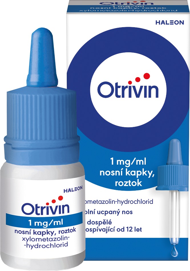 Otrivin 1 mg/ml nosní kapky při léčbě ucpaného nosu 10 ml