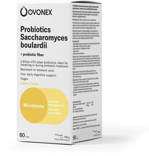 Ovonex Probiotika Saccharomyces boulardii, citrónová příchuť, 146 g