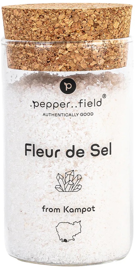 .pepper..field Solný květ Fleur de Sel ve skleněné dóze 160 g