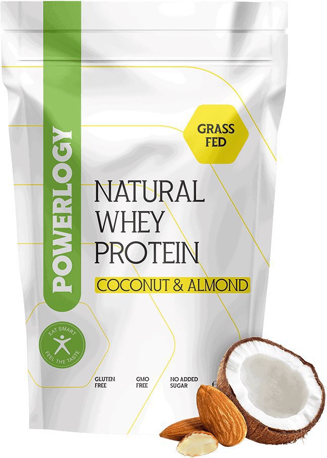 POWERLOGY NATURAL WHEY PROTEIN 1 KG KOKOS + MANDLE Syrovátkovo‑rýžový protein, , velikost 1 KG