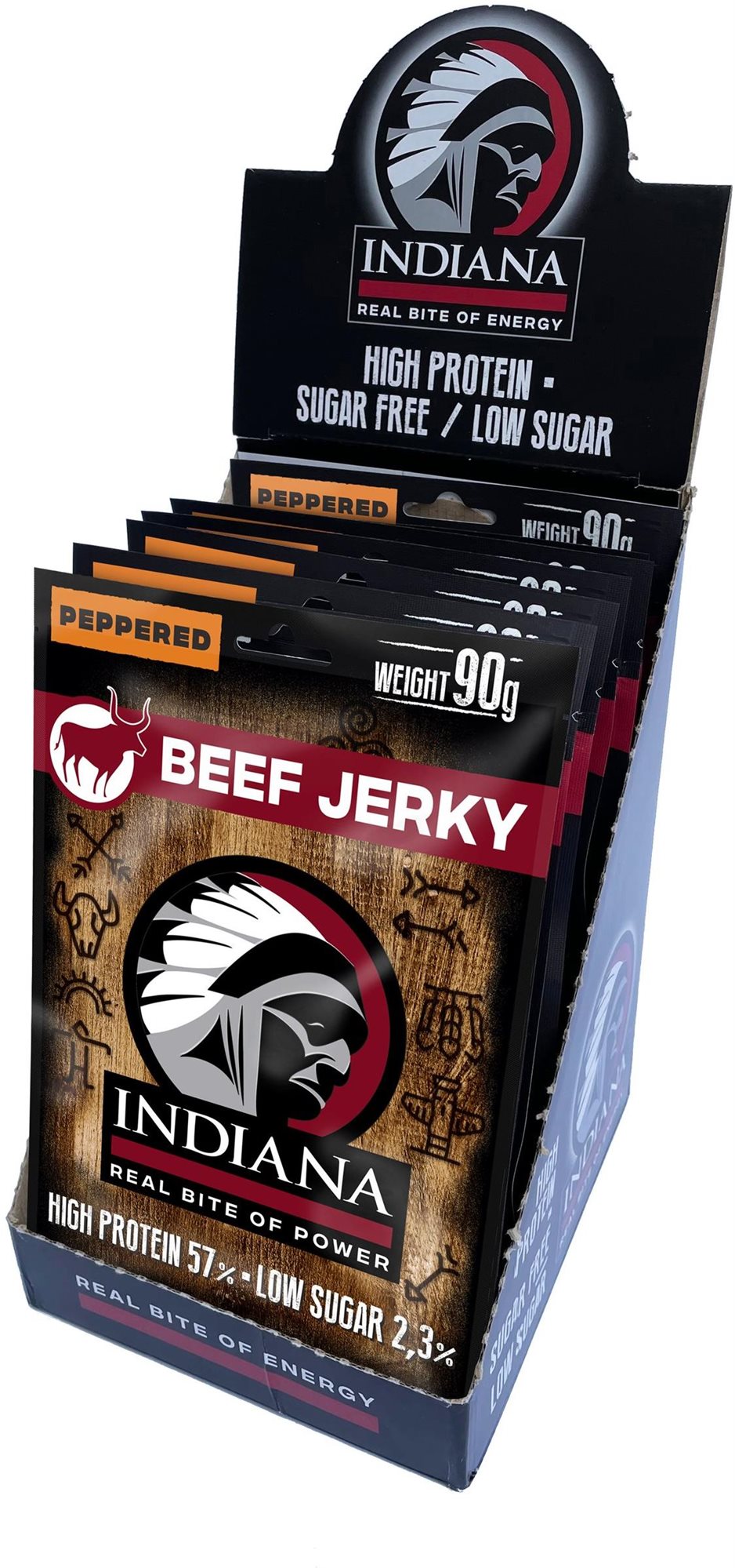 Indiana hovězí Peppered 720g display (8 x 90g)
