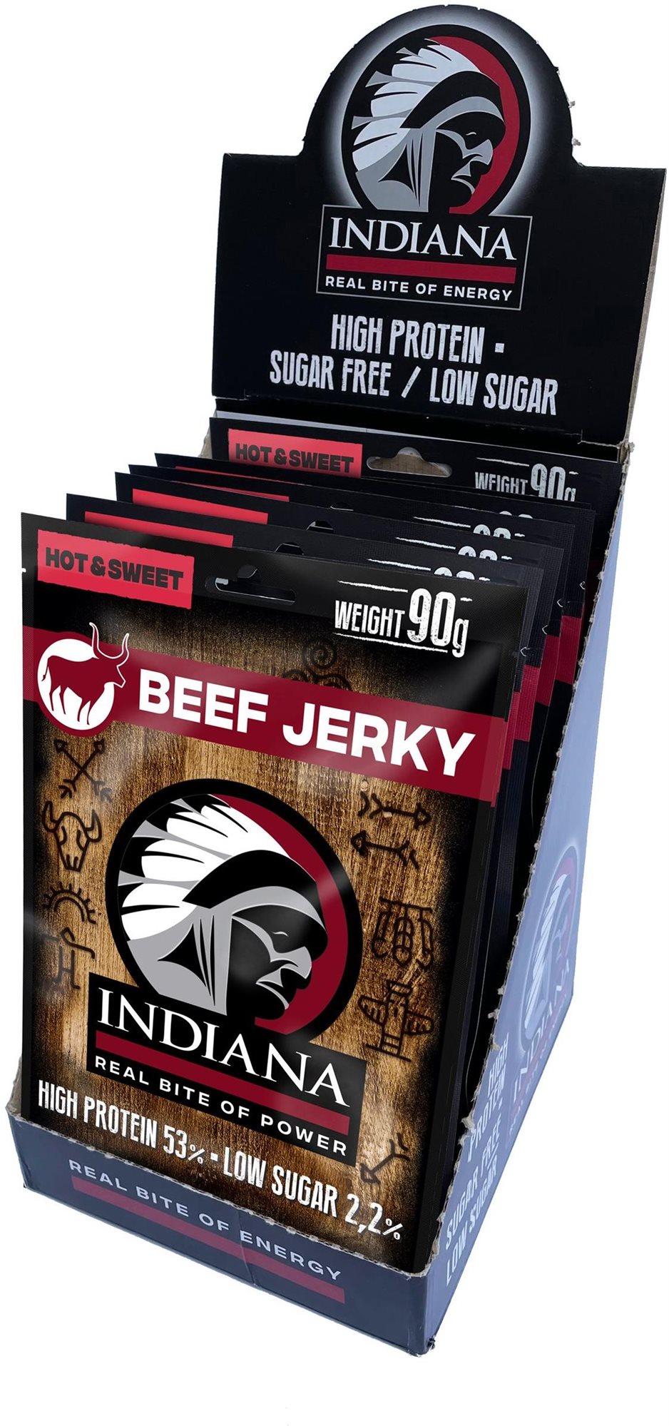 Indiana hovězí Hot & Sweet 720g display (8 x 90g)