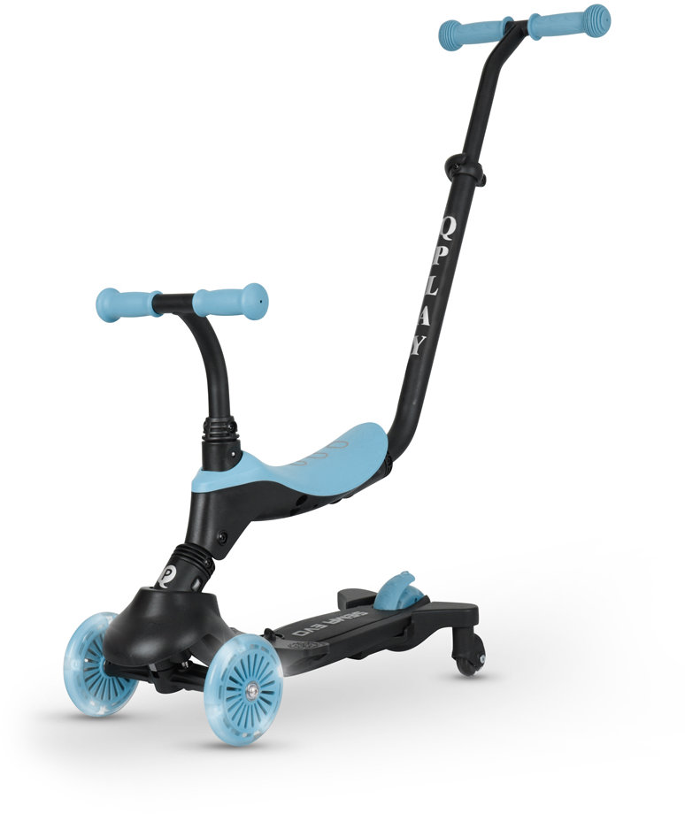 QPLAY Koloběžka / odrážedlo Sema Evo s LED světly Sky Blue, věk 1 - 6 let, do 50 kg