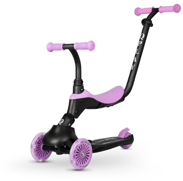 QPLAY Koloběžka / odrážedlo Sema Evo s LED světly Violet, věk 1 - 6 let, do 50 kg