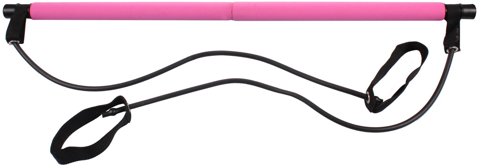 Pilates Sticks posilovací tyč s gumou růžová