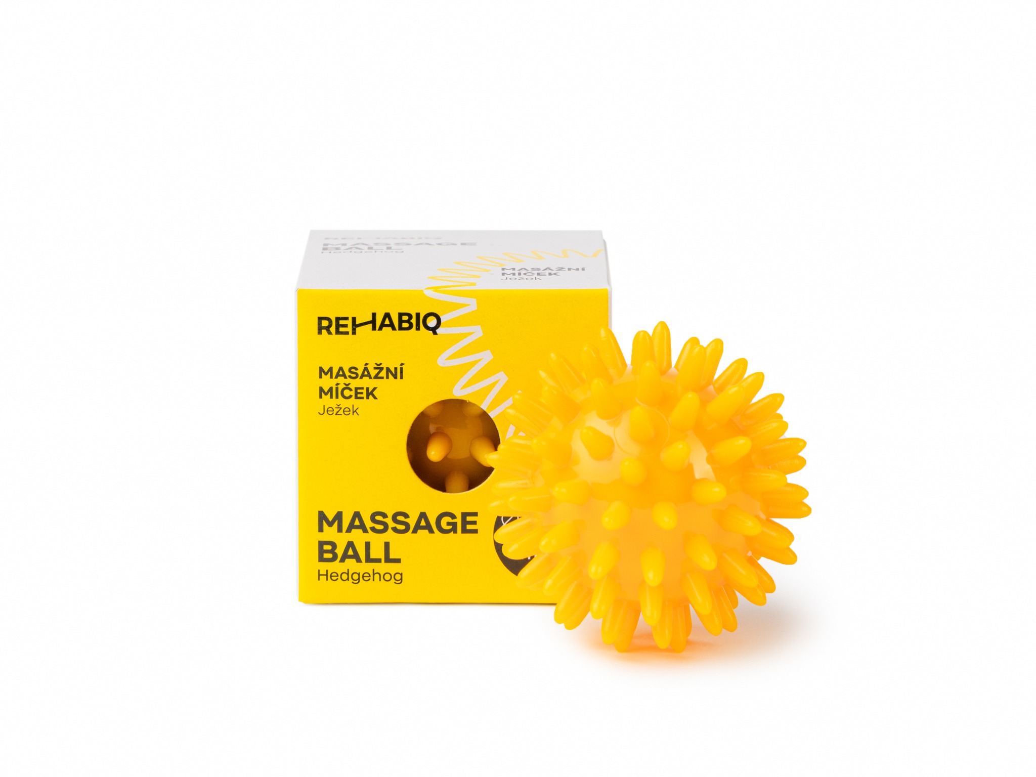 Rehabiq Masážní míček ježek žlutý, 6 cm