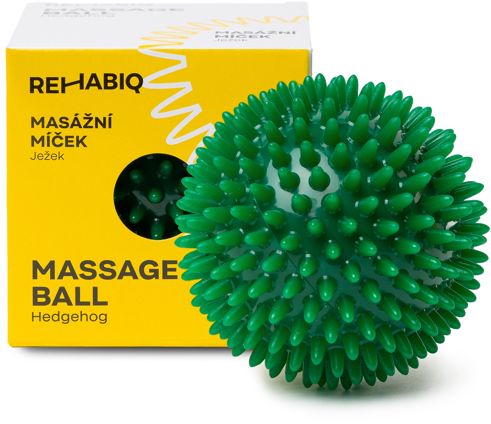 Rehabiq Masážní míček ježek, 9 cm, zelený