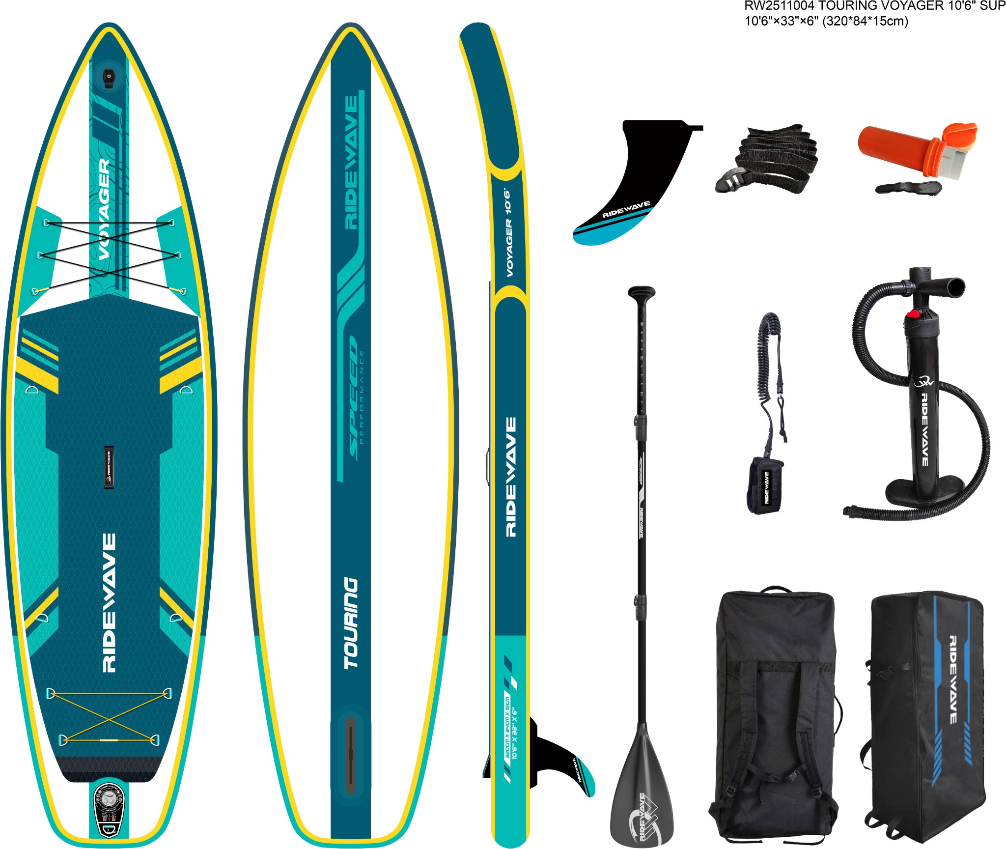 RIDEWAVE Nafukovací paddleboard SUP RIDEWAVE Voyager Touring 10'6''
