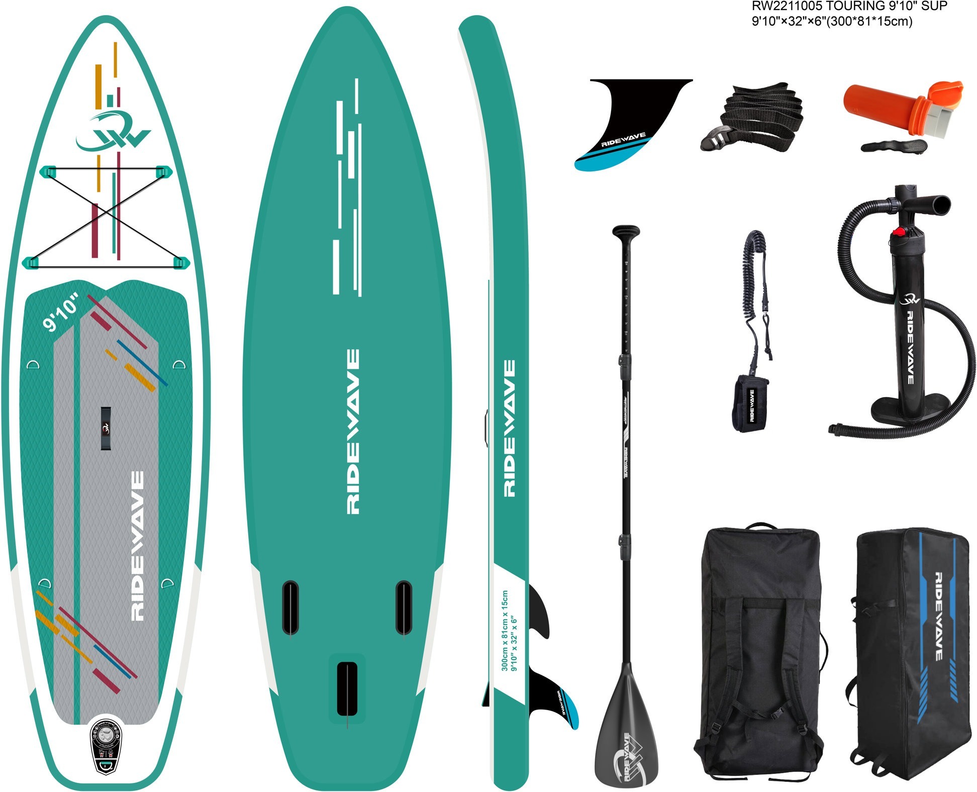 RIDEWAVE Nafukovací paddleboard SUP RIDEWAVE Touring 9'10''