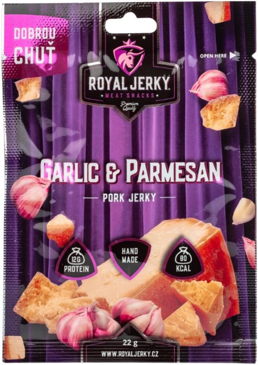 ROYAL JERKY Vepřové sušené maso Garlic & Parmesan 22 g