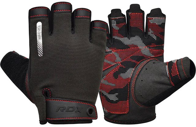 RDX Vzpěračské rukavice T2 Half, červené, M