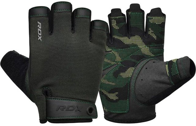 RDX Vzpěračské rukavice T2 Half, armádní zelené, L