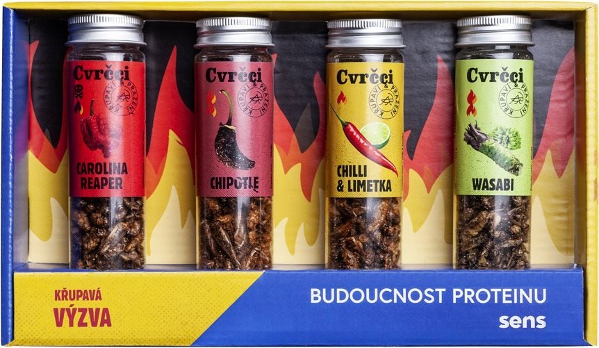 SENS Páliví křupaví & pražení cvrčci - Dárkový set 4 chutí