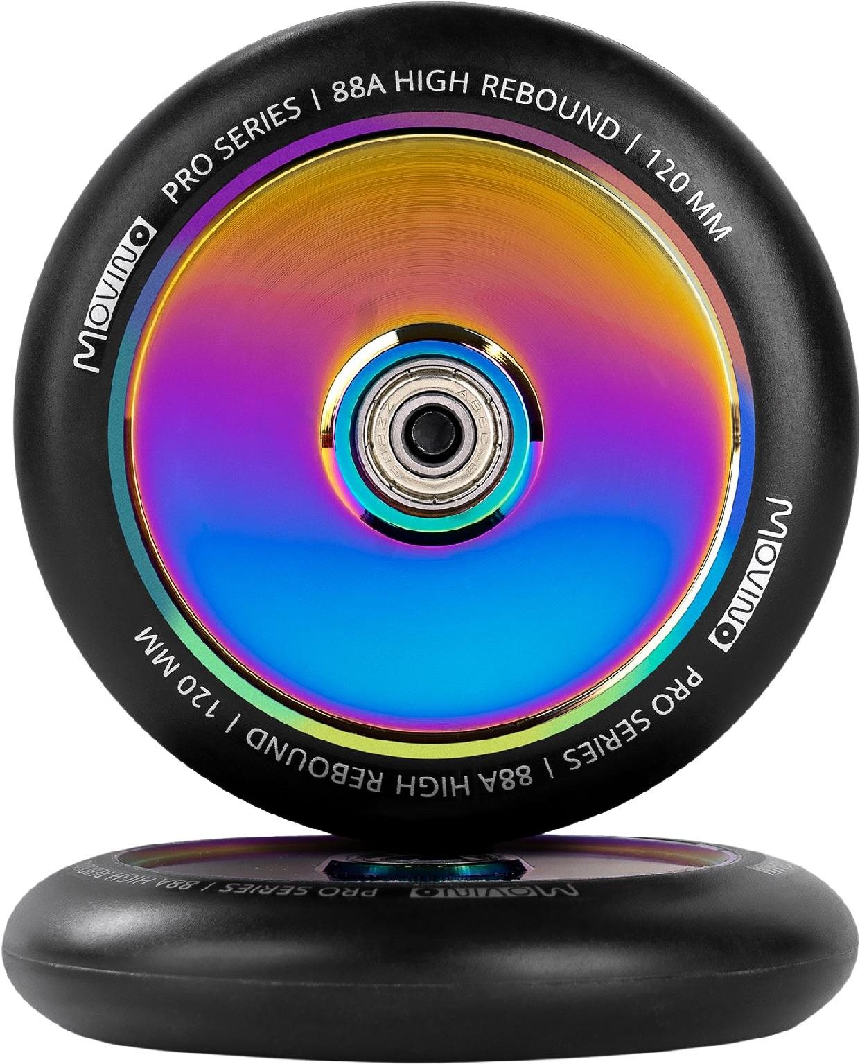 Náhradní díl náhradní kolečka na freestyle koloběžku 120mm, hliník, 2 ks, rainbow