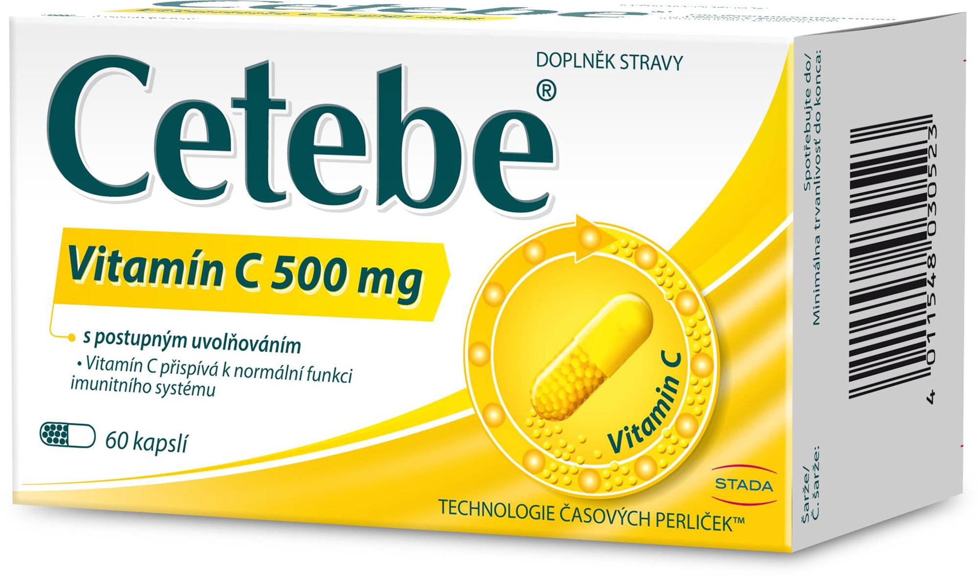 Cetebe Vitamin C 500 mg s postupným uvolňováním, 60 kapslí