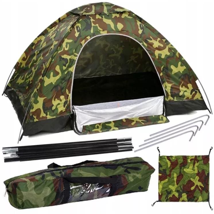 Turistický stan pro 4 osoby maskáčový 2 × 2,5 m