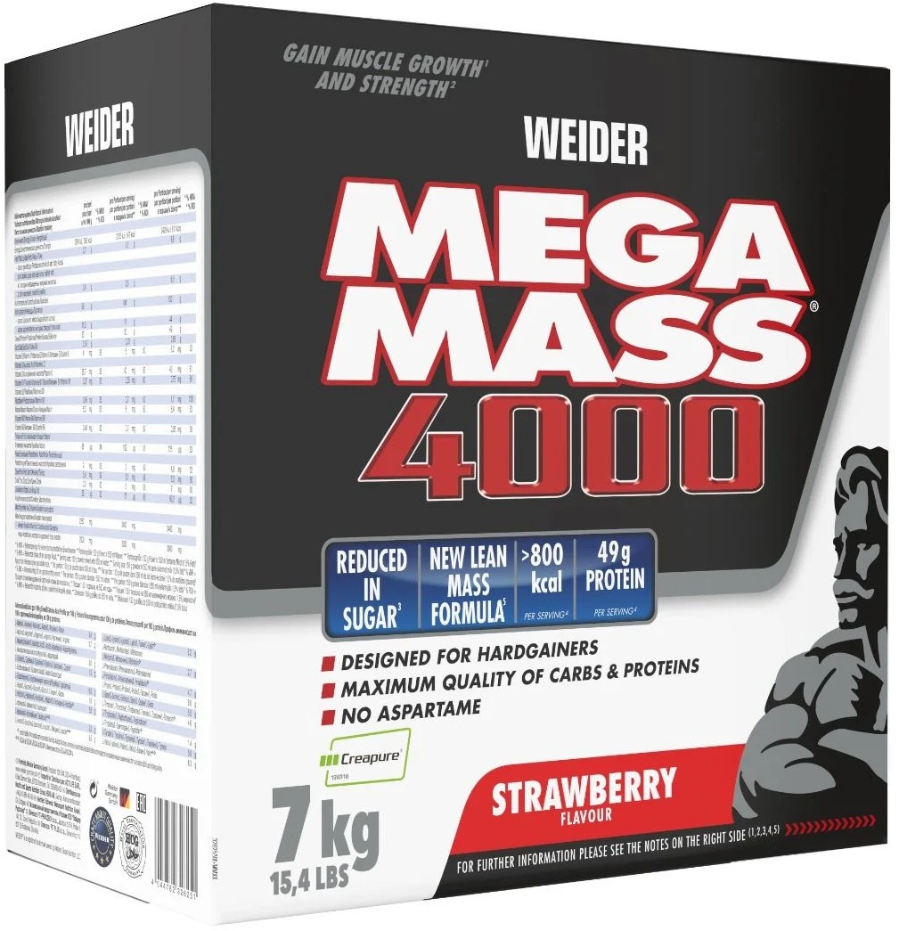 Weider Mega Mass 4000, 7kg, jahoda