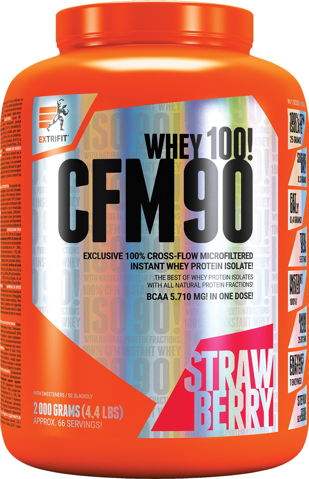 Extrifit CFM Instant Whey Isolate 90, 2000g, strawberry