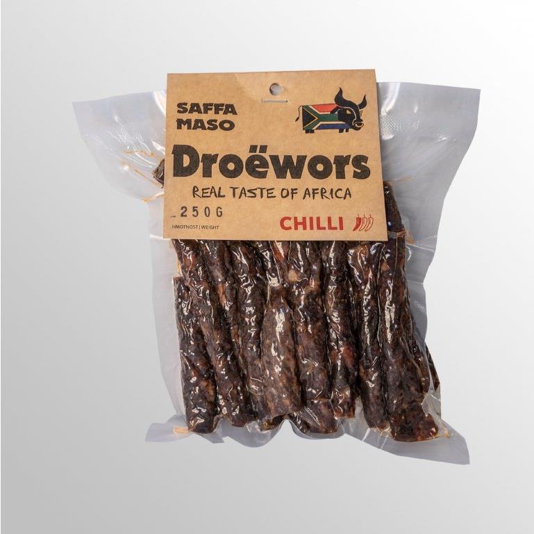 SAFFA MASO Sušené hovězí klobásky Chilli Droëwors 250 g