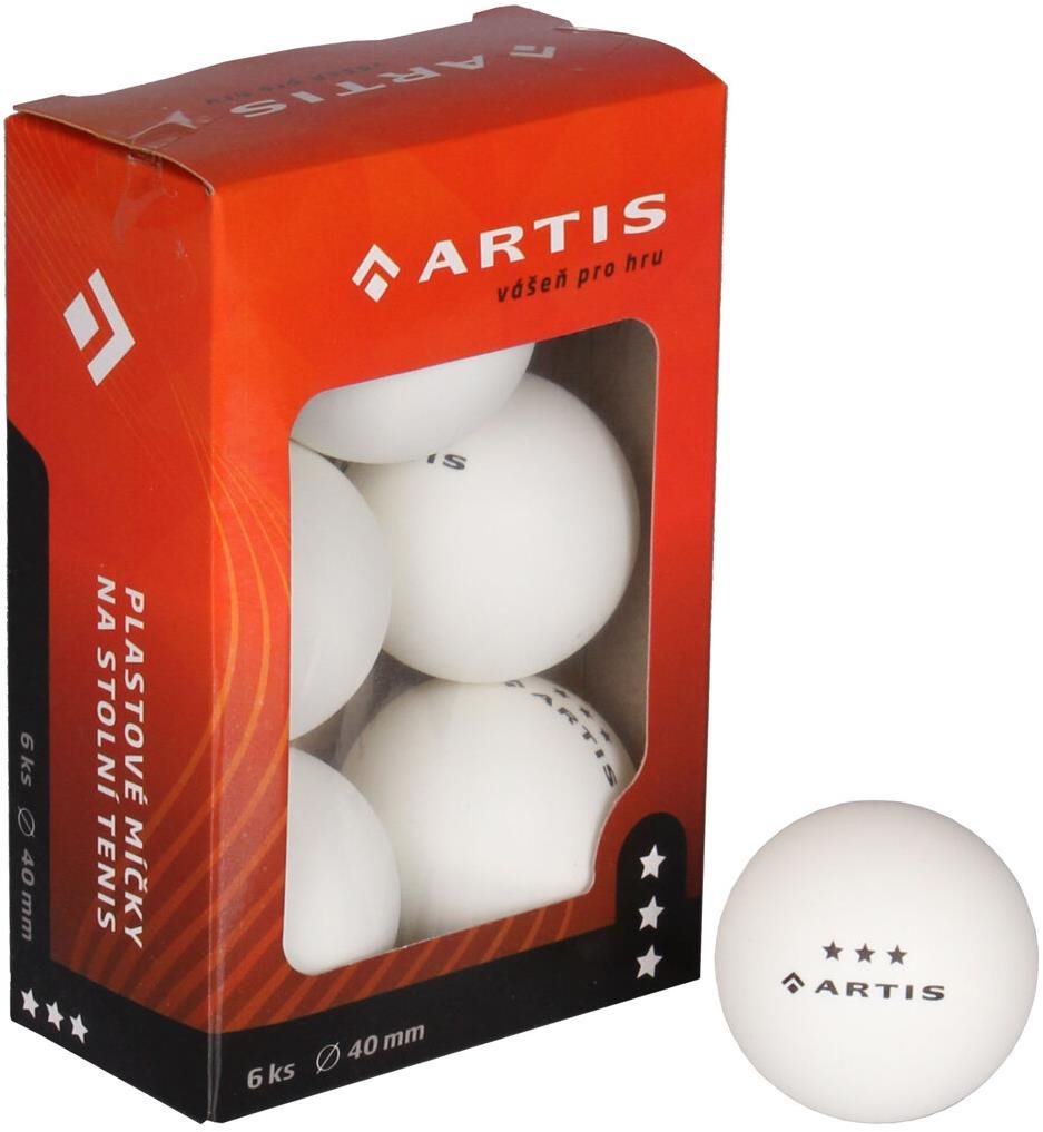 Artis 3 hvězdy míčky na stolní tenis bílá 6 ks