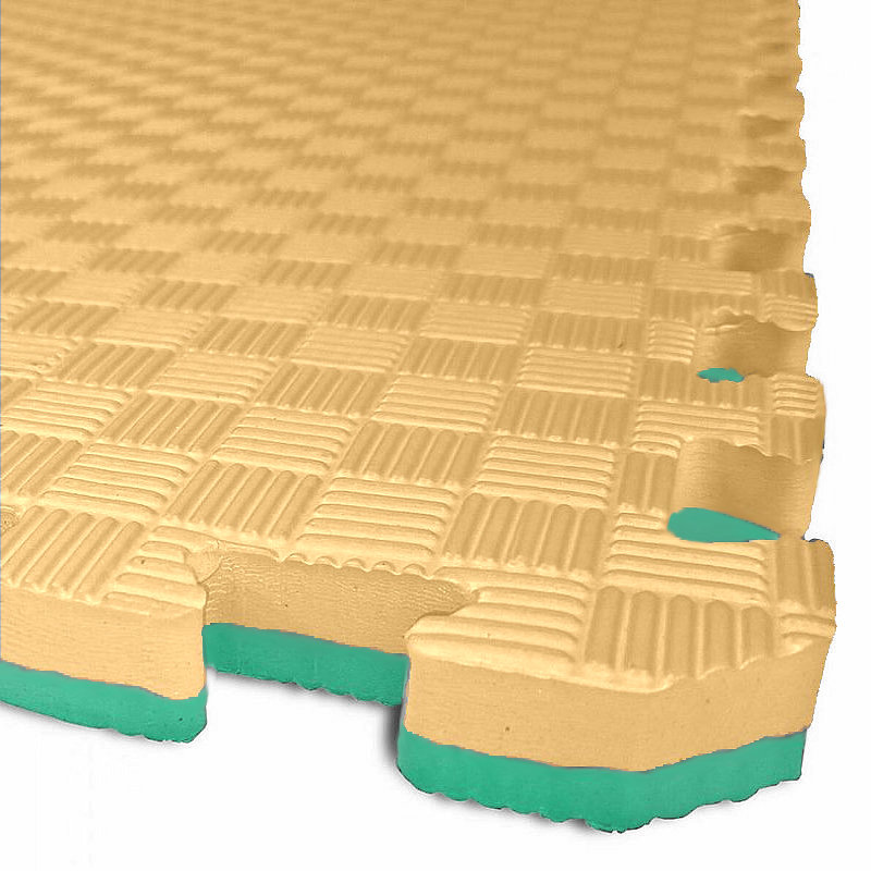 EL-GA TATAMI PUZZLE podložka - Dvoubarevná - 50 × 50 × 2,0 cm podložka fitness béžovo - zelená