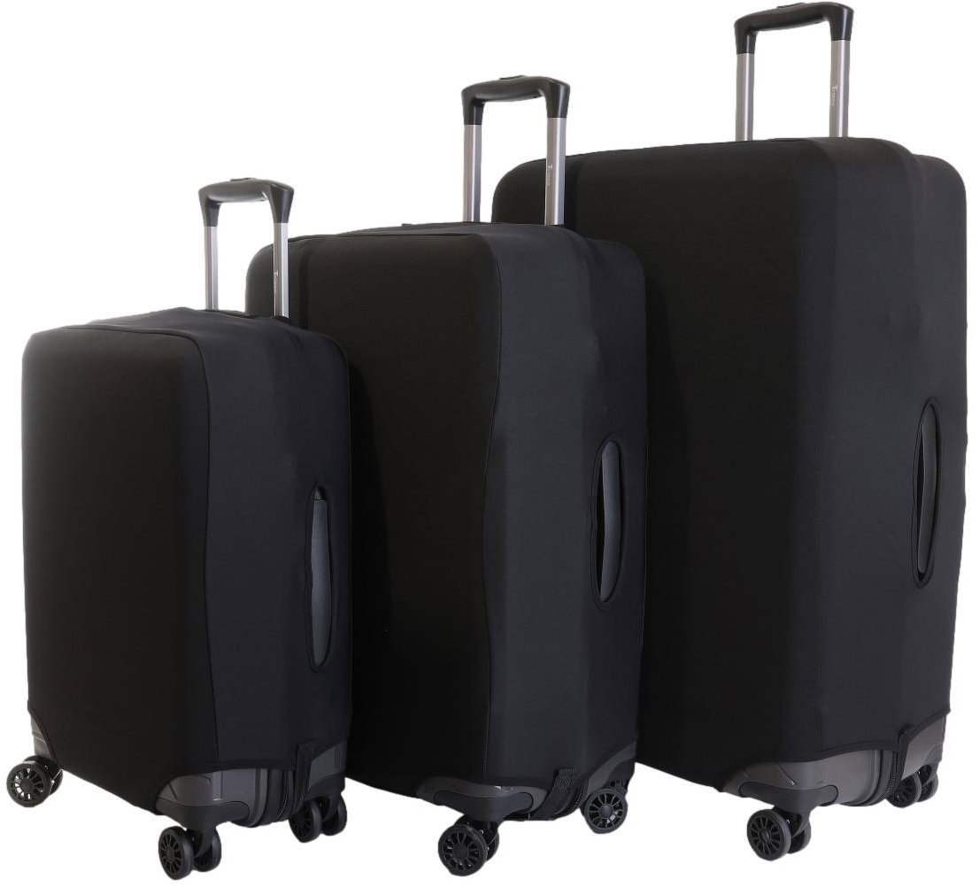 T-class® Sada 3 obalů na kufry, Černá, s kapsou