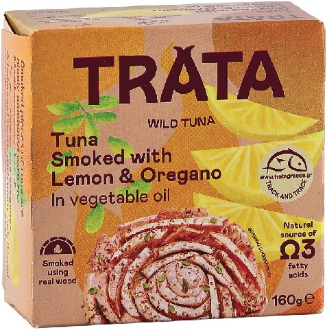 TRATA Tuňák uzený v rostlinném oleji citron-oregano 160 g
