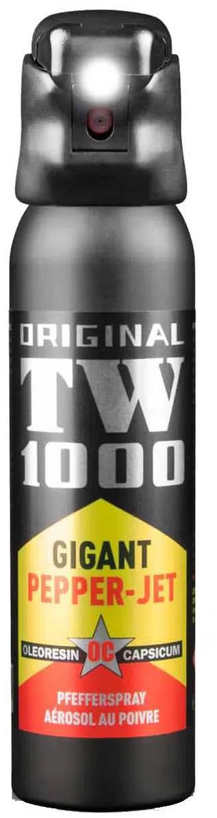Pepřový sprej tw1000 jet gigant s led světlem, pojistkou a pružinovým vyklápěcím uzávěrem 150 ml