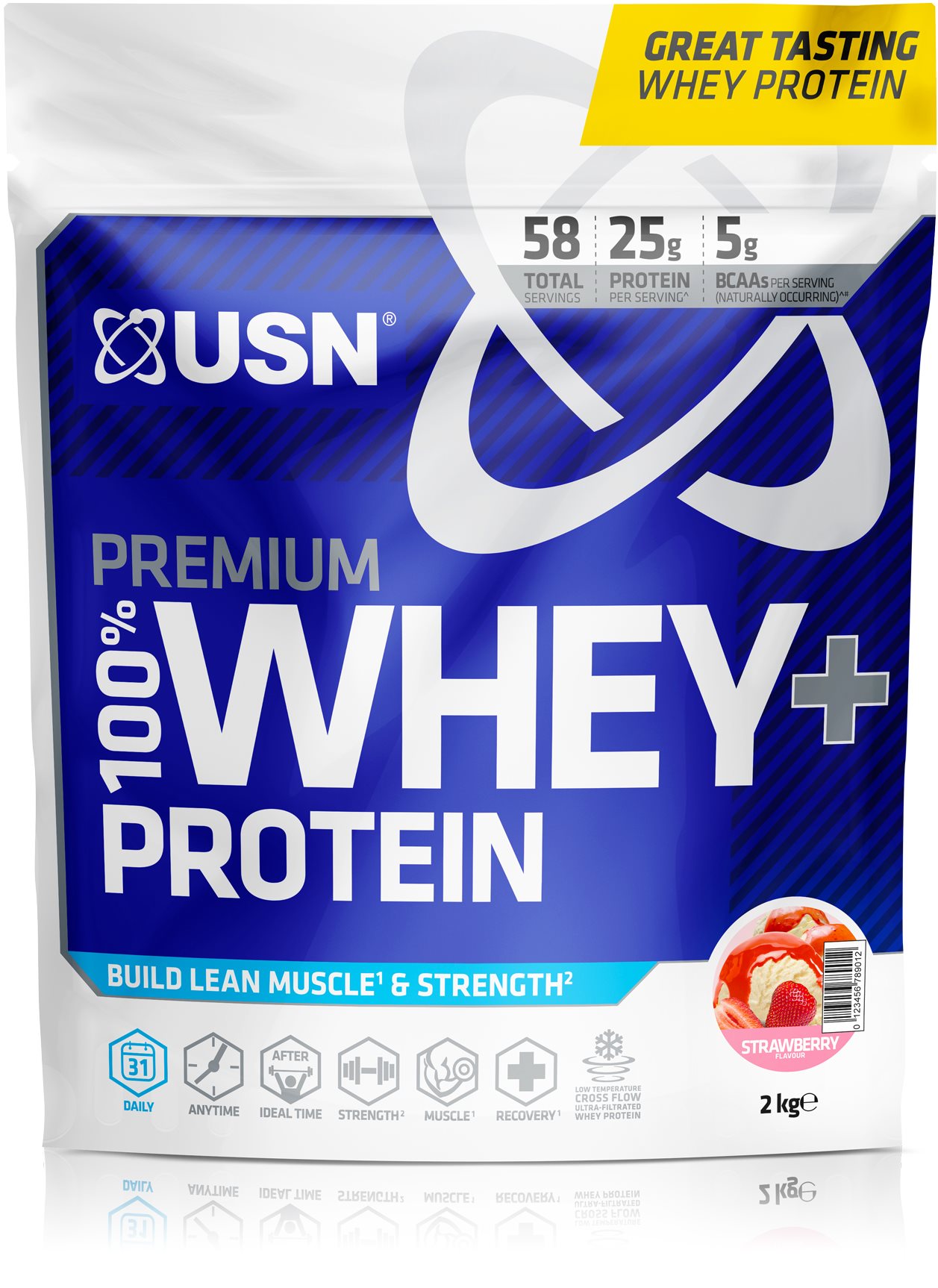 USN 100% Premium Whey Bag, 2000g, jahoda
