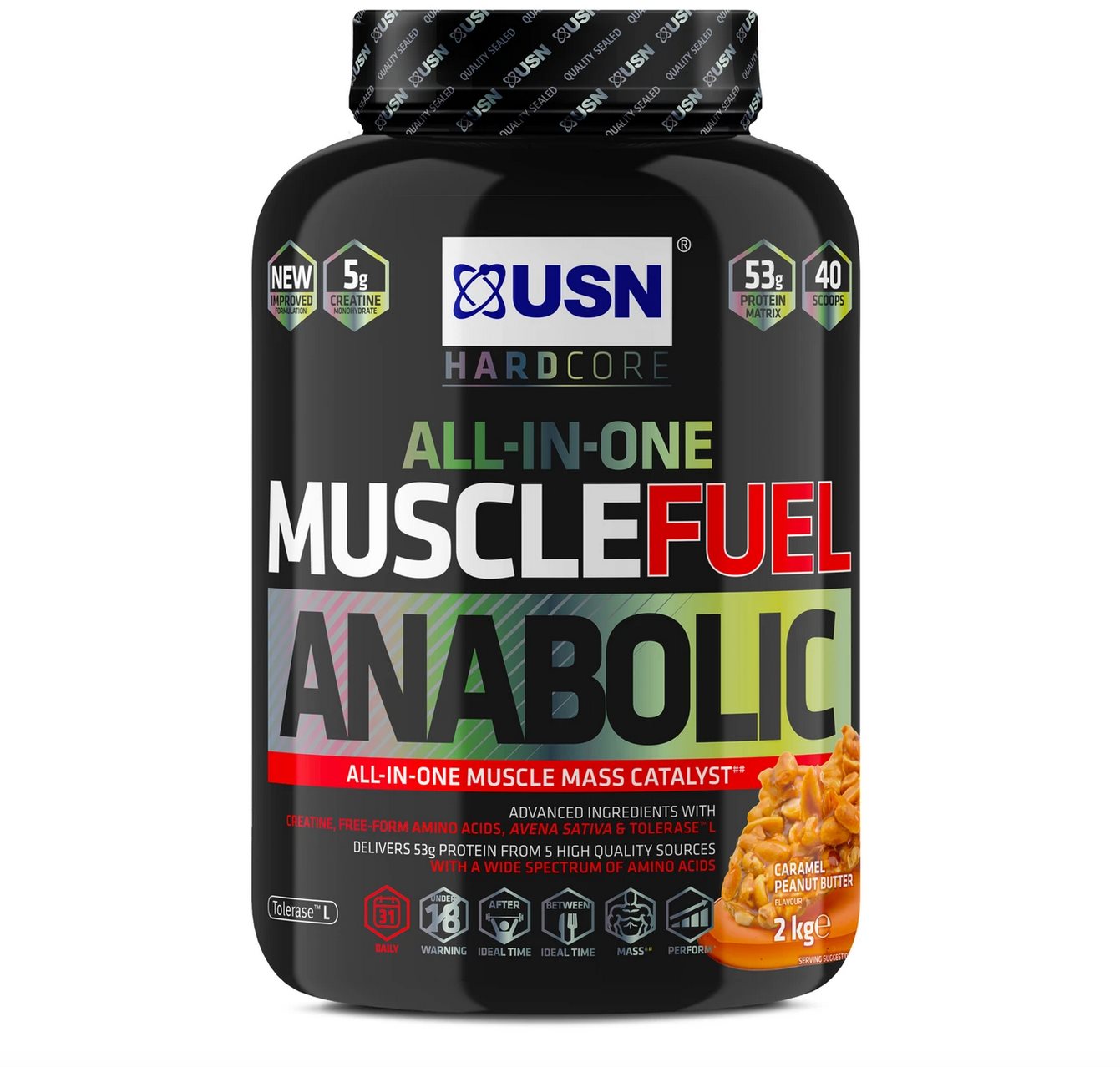 USN Muscle Fuel Anabolic, 2000g, arašídy s karamelem