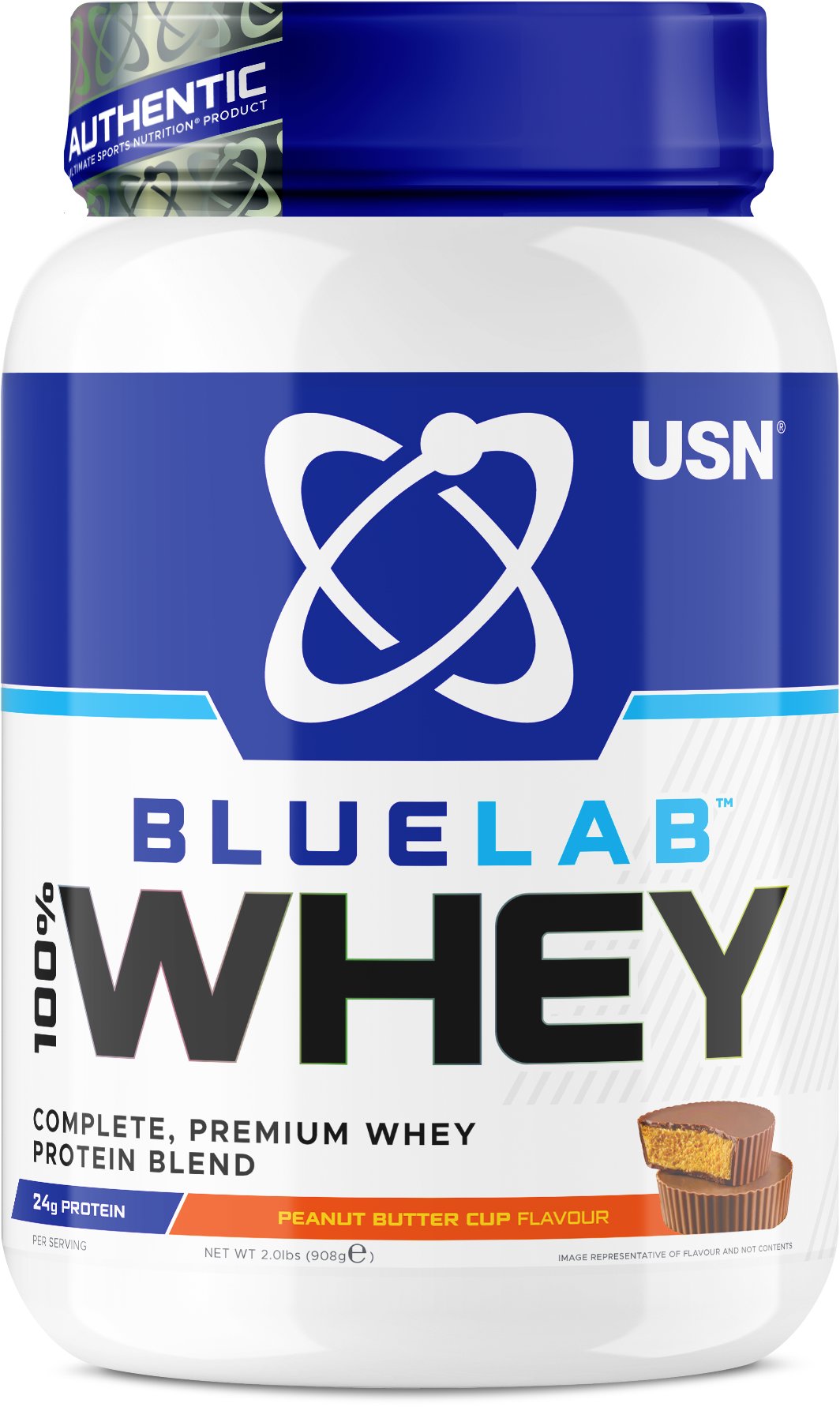 USN BlueLab 100% Whey Premium Protein, 908 g, arašídové máslo