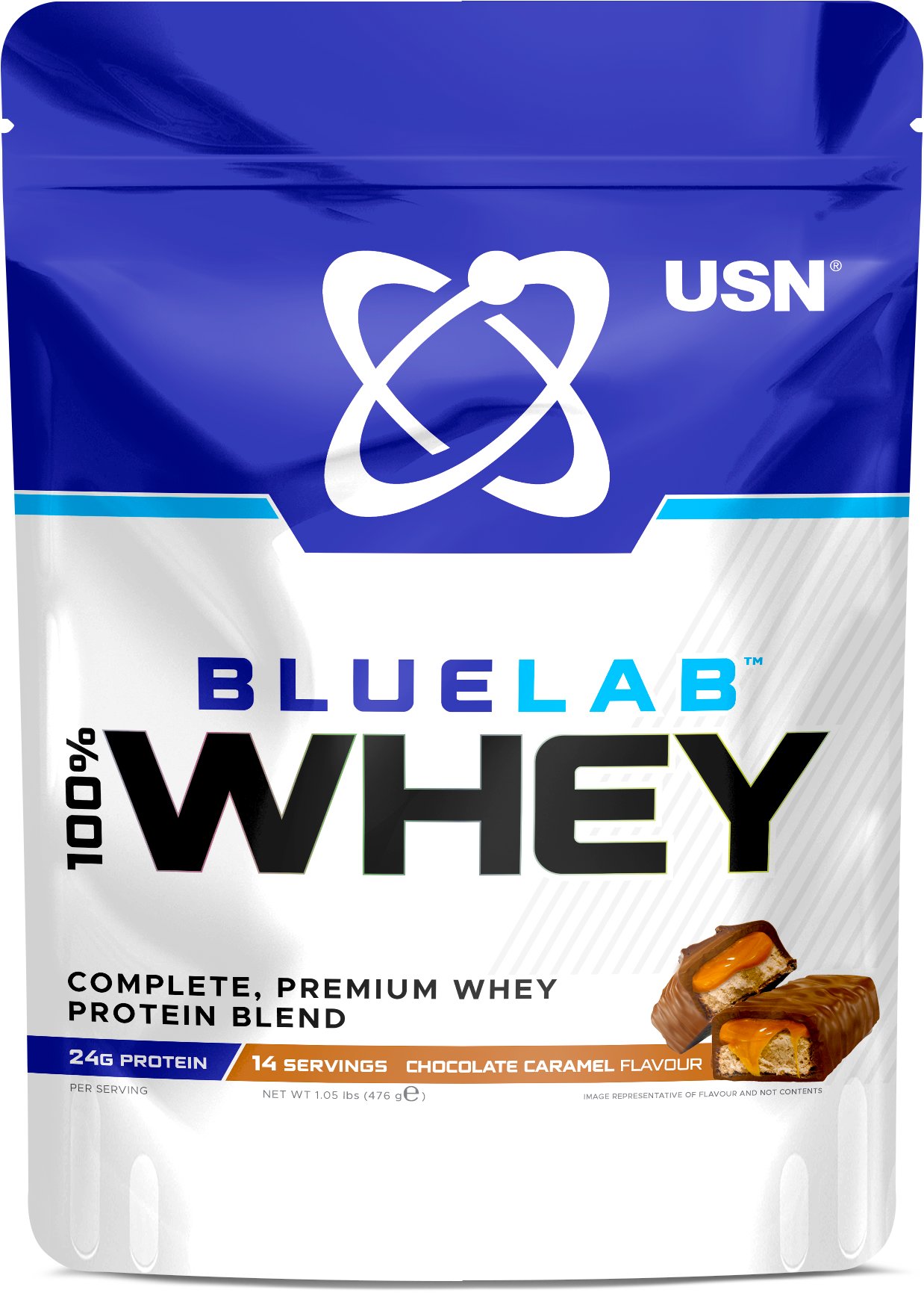 USN (Ultimate Sports Nutrition) USN Bluelab 100% Whey Premium Protein 476 g - čokoláda s karamelem