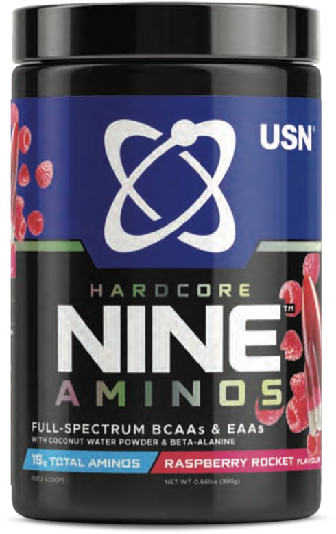 USN HardCore Nine Aminos 390 g, ovocná směs