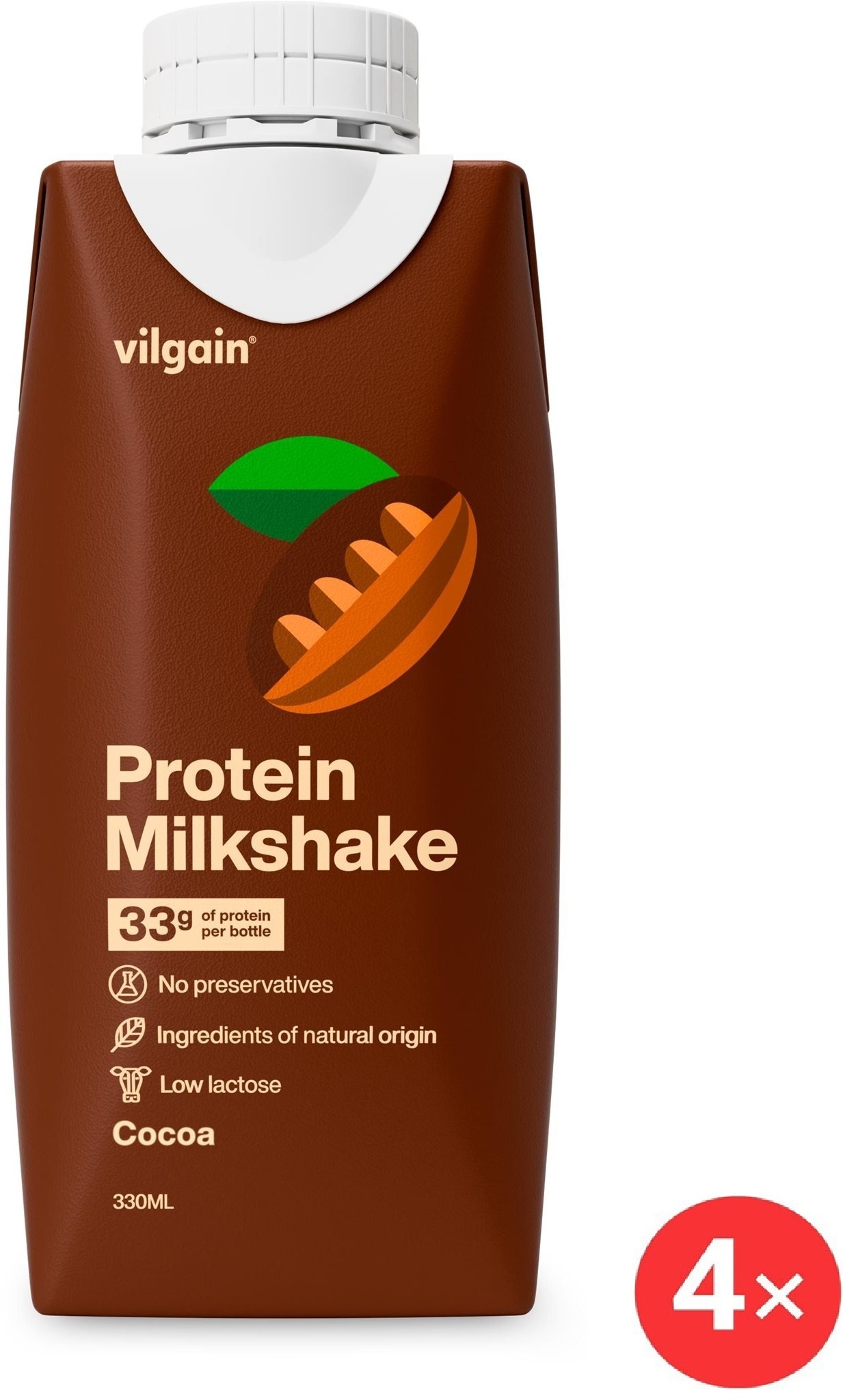 Vilgain Protein Milkshake 4 x 330 ml cocoa