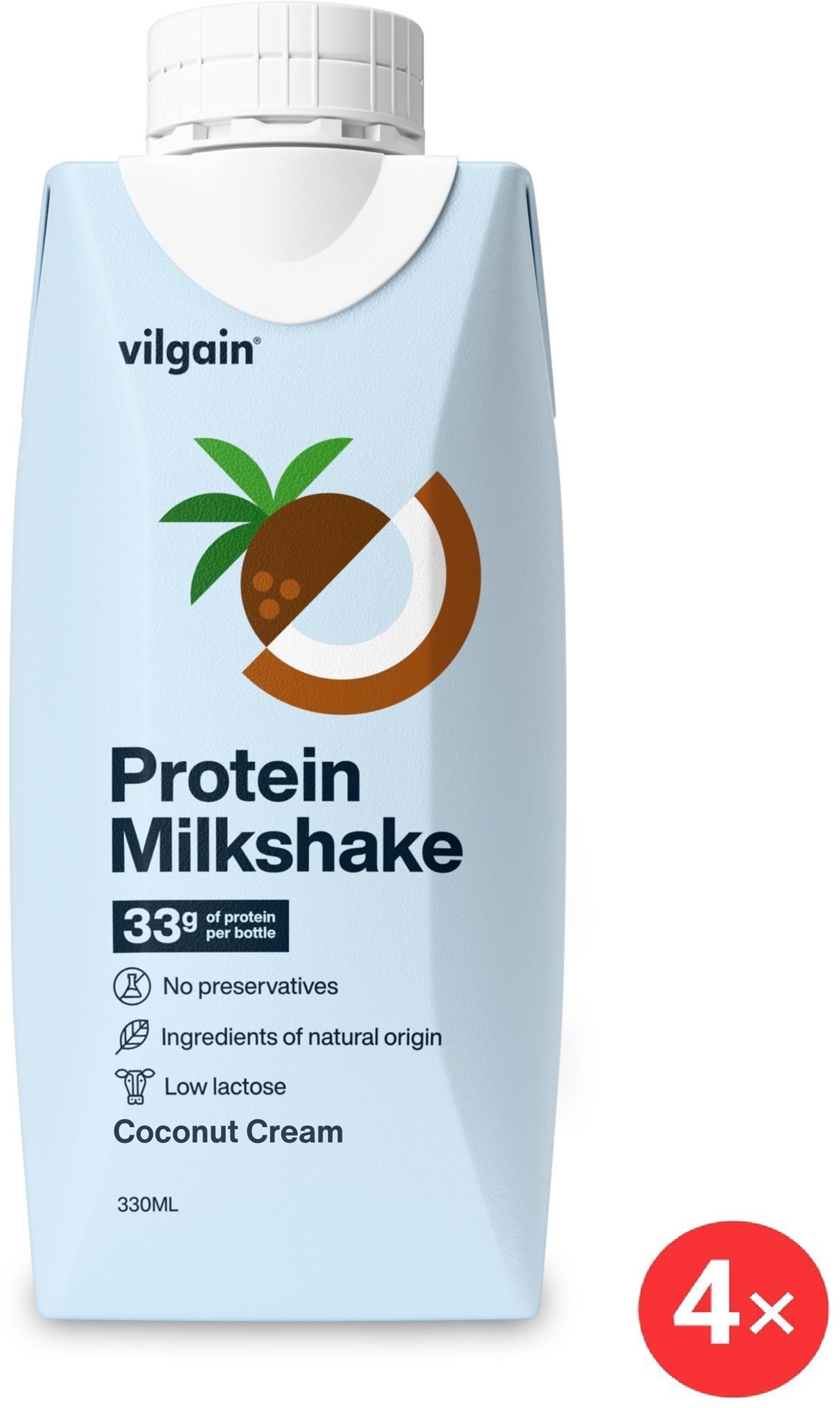 Vilgain Protein Milkshake 4 x 330 ml coconut cream