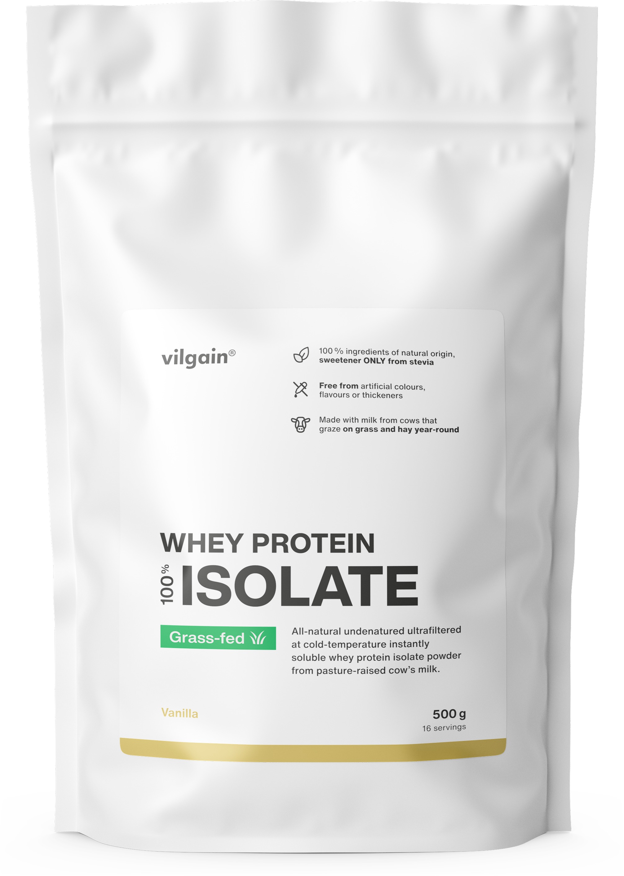 Vilgain Grass-Fed Whey Protein Isolate 500 g vanilla