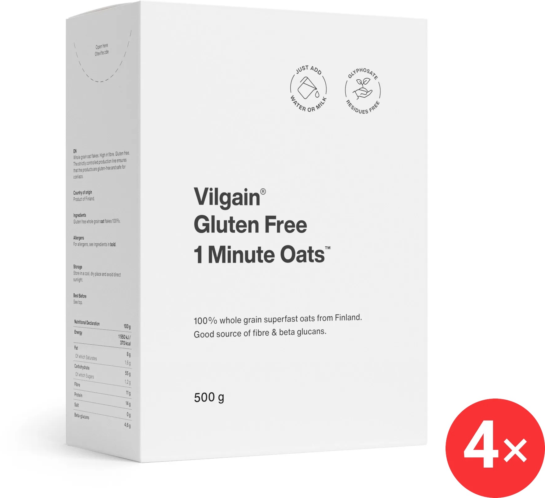 Vilgain Minutové ovesné vločky bezlepkové 4 x 500 g