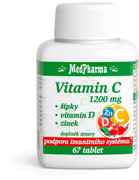 MedPharma Vitamin C 1200 mg - šípky, vitamin D, zinek - 67 tbl.