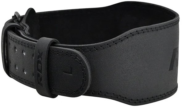 RDX Vzpěračský opasek GYM BELT 4palcový kožený, celočerný, XL