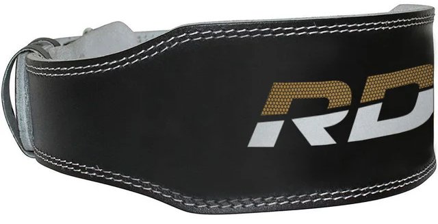 RDX Vzpěračský opasek GYM BELT 4palcový kožený, černo zlatý, XL