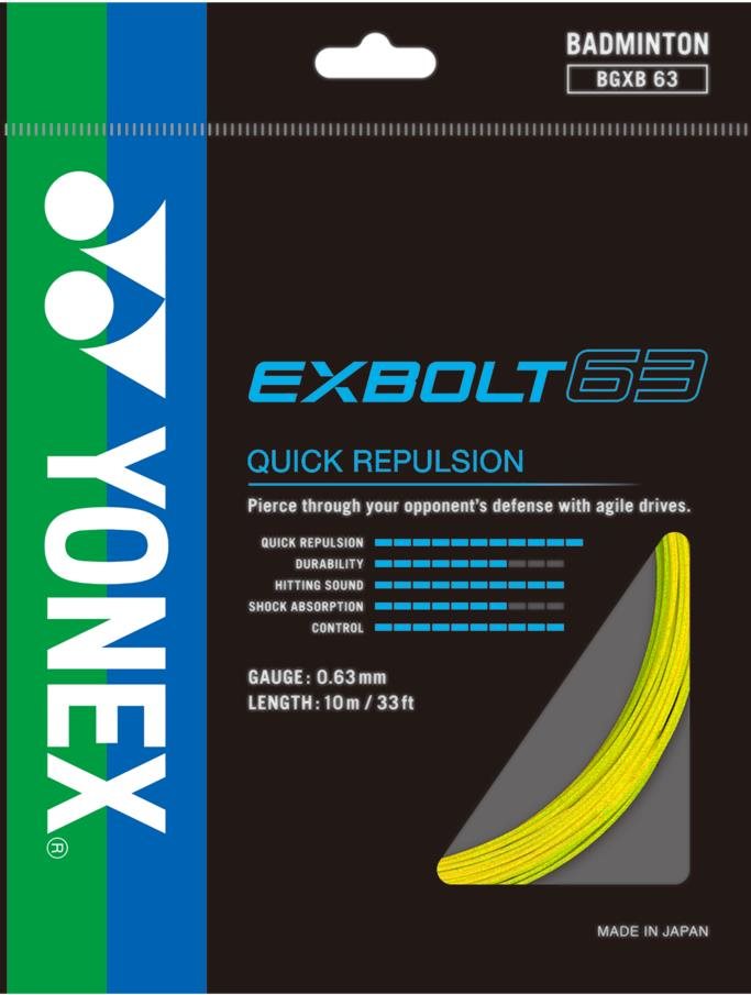 Badmintonový výplet YONEX EXBOLT 63 - 10 m Barva: žlutá, kód: KNB63EXBS-504