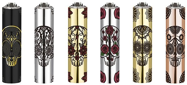 Flamagas S.A. Clipper MetalC.Mexican Skulls, kolekce 6 kusů