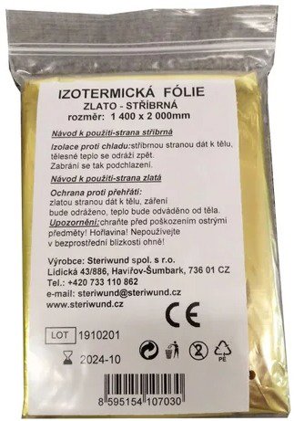 Izotermická folie zlato-stříbrná 140 × 200 cm