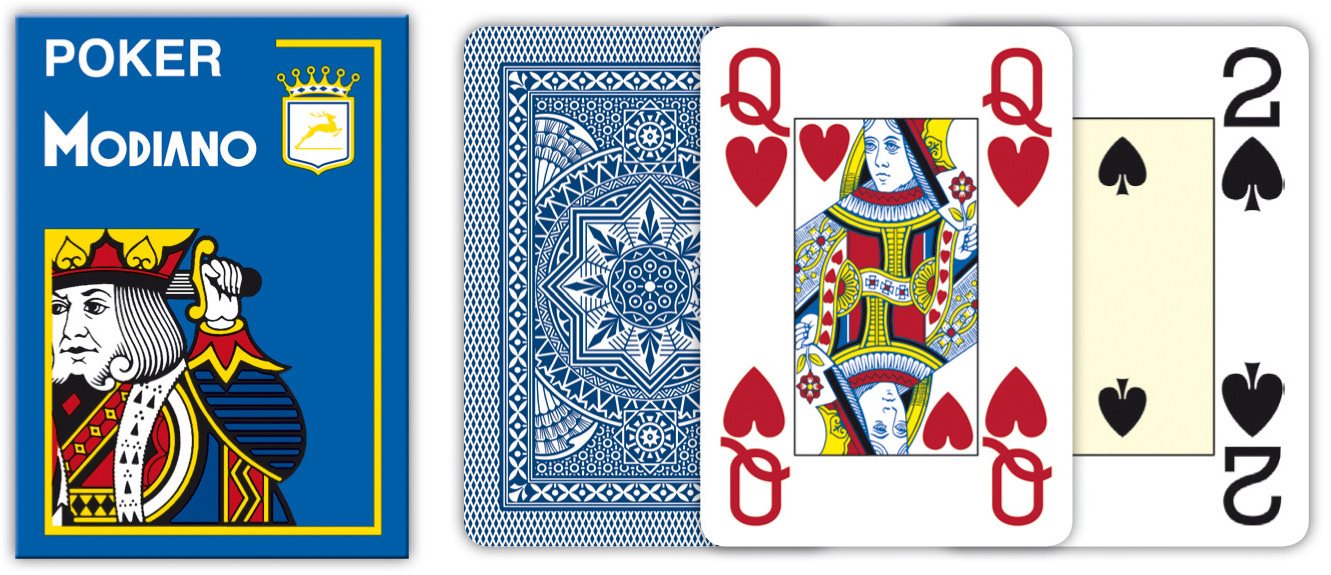 Modiano Texas Poker Size - 4 Jumbo Index - Profi plastové karty - modrá - červená