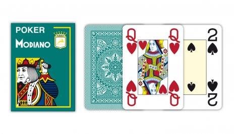 Modiano Texas Poker Size - 4 Jumbo Index - Profi plastové karty - tmavě zelená