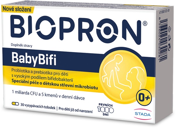 Biopron BabyBifi, probiotika a prebiotika pro děti s bifidobakteriemi, 30 tobolek