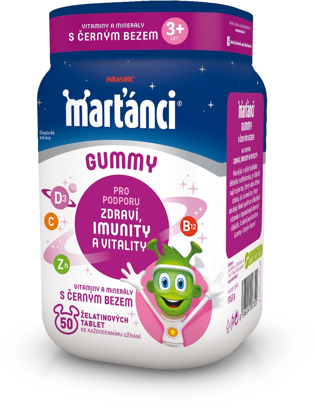 Marťánci Gummy černý bez 20 mg, 50 tablet