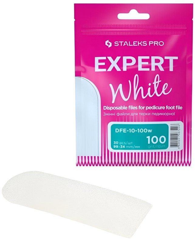 Staleks Expert 10/100 - jednorázové pilníky na pedikúru bílé, 30 ks